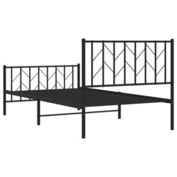 Berkfield Metal Bed Frame Without Mattress With Footboard Black 100X200Cm - thumbnail 7