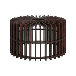 Industville Rift Slatted Wooden Drum Pendant Light - Dark, Dark Wood, Bronze Pendant Holder - thumbnail 3