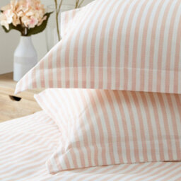 Yard Hebden Striped 100% Cotton Duvet Cover Set, Blush, Double - thumbnail 4
