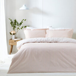 Yard Hebden Striped 100% Cotton Duvet Cover Set, Blush, Double - thumbnail 2