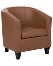 Wyld And Coco Retro Brown Faux Leather Tub Armchair, Low Back, Compact Club Chair - thumbnail 3