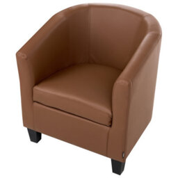 Wyld And Coco Retro Brown Faux Leather Tub Armchair, Low Back, Compact Club Chair - thumbnail 6