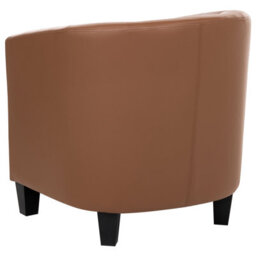 Wyld And Coco Retro Brown Faux Leather Tub Armchair, Low Back, Compact Club Chair - thumbnail 5