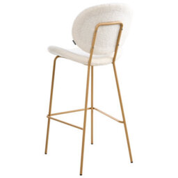 Wyld And Coco White Boucle Bar Chairs Set Of 2 With Wood-Look Powder-Coated Iron Legs - Compact 52 X 54 X 111 Cm - thumbnail 7