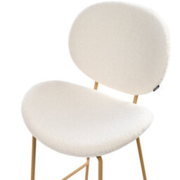 Wyld And Coco White Boucle Bar Chairs Set Of 2 With Wood-Look Powder-Coated Iron Legs - Compact 52 X 54 X 111 Cm - thumbnail 8
