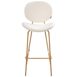 Wyld And Coco White Boucle Bar Chairs Set Of 2 With Wood-Look Powder-Coated Iron Legs - Compact 52 X 54 X 111 Cm - thumbnail 1