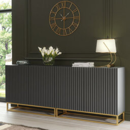 Ripple Duo Sideboard 200Cm Dark Grey Fluted Design - Creative Furniture