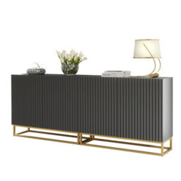 Ripple Duo Sideboard 200Cm Dark Grey Fluted Design - Creative Furniture - thumbnail 3