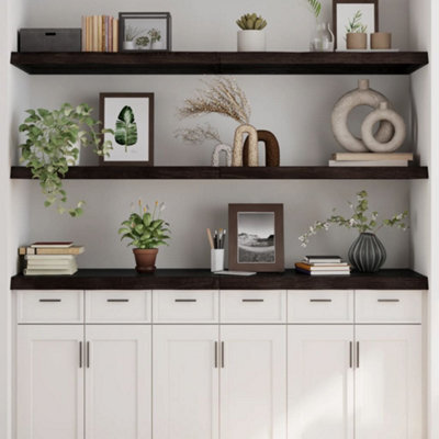 Berkfield Wall Shelf Dark Brown 180X50X(2-6) Cm Treated Solid Wood Oak - image 1