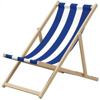 Wooden Folding Deck Chair Garden Beach Lounger - image 1