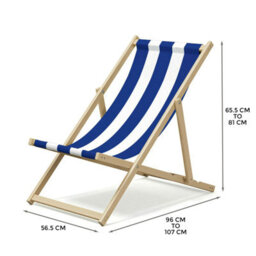 Wooden Folding Deck Chair Garden Beach Lounger - thumbnail 2