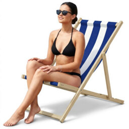 Wooden Folding Deck Chair Garden Beach Lounger - thumbnail 3