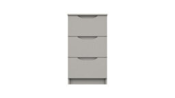 Sinata Gloss Three Drawer Bedside Table Light Grey Gloss Gloss