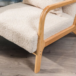 Nordlys Solid Wood White Bouclé Lounge Chair Countryside Style Living Room - thumbnail 7