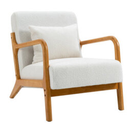 Nordlys Solid Wood White Bouclé Lounge Chair Countryside Style Living Room - thumbnail 1
