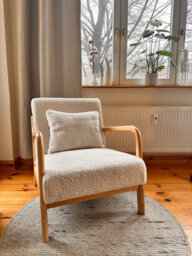 Nordlys Solid Wood White Bouclé Lounge Chair Countryside Style Living Room - thumbnail 8