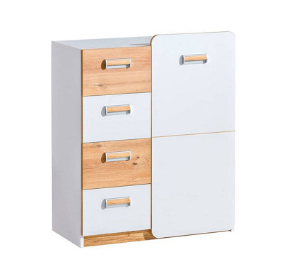 Arte Lorento L6 Sideboard Cabinet - Chic & Whimsical, White Matt & Oak Nash, H995mm W800mm D400mm - image 1