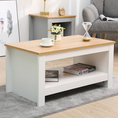 Furniturehmd Rectangular Simple Coffee Table Wooden Side Table Tea Table With Lower Storage Shelf For Living Room,office - image 1