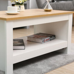 Furniturehmd Rectangular Simple Coffee Table Wooden Side Table Tea Table With Lower Storage Shelf For Living Room,office - thumbnail 3