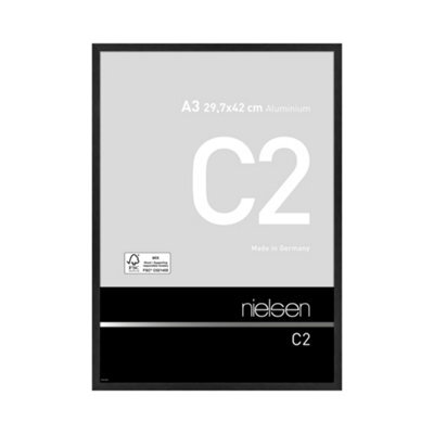 Nielsen C2 Brushed Black Aluminium Picture Frame A3, 29.7X42Cm - With Float Glass And Push/turn Clips - image 1