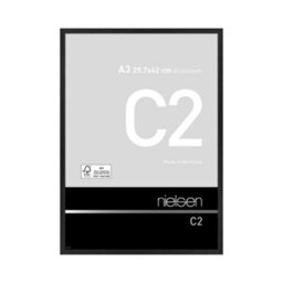 Nielsen C2 Brushed Black Aluminium Picture Frame A3, 29.7X42Cm - With Float Glass And Push/turn Clips