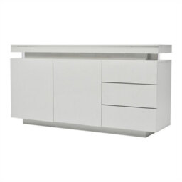 Abrihome Sideboard With Led Lights, High Gloss Sideboard With 2 Doors & 3 Drawers, Side Cabinet Standing Cabinet Chest Of Drawers, White - thumbnail 9