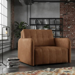 Viva Grand I Upholstered Sofa Bed With Wavy Spring Wooden Legs Wooden Frame Freestanding Backrest 85X95X98Cm Brown