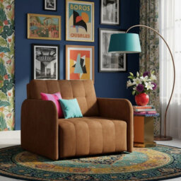 Viva Grand I Upholstered Sofa Bed With Wavy Spring Wooden Legs Wooden Frame Freestanding Backrest 85X95X98Cm Brown - thumbnail 3