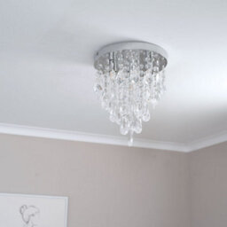 Valuelights Lara Silver Chrome Chandelier Ceiling Light Fitting With Clear Jewel Droplets - Led Bulbs Included - thumbnail 4