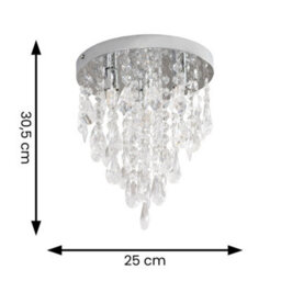 Valuelights Lara Silver Chrome Chandelier Ceiling Light Fitting With Clear Jewel Droplets - Led Bulbs Included - thumbnail 5