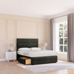 "Sloomy 2Ft6 Monaco Divan Bed Base Graphite Dumfries ,2 Drawers, 12"" Footboard & 26"" Struts Headboard - Small Single" - thumbnail 1
