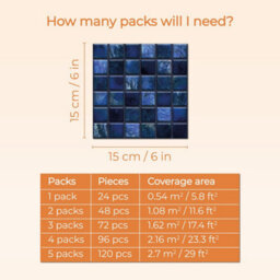 Walplus Classic Blue Mini Mosaic Peel And Stick Wall Tiles Stickers - 96Pcs Adhesive Stick On Tiles For Kitchen 15X15Cm (6In) - thumbnail 7