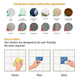 Walplus Classic Blue Mini Mosaic Peel And Stick Wall Tiles Stickers - 96Pcs Adhesive Stick On Tiles For Kitchen 15X15Cm (6In) - thumbnail 6