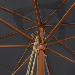 Walplus Garden Parasol With Wooden Pole Black 300X300X273 Cm - thumbnail 5