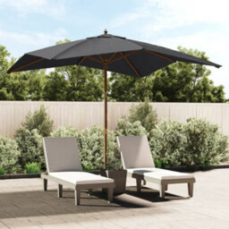 Walplus Garden Parasol With Wooden Pole Black 300X300X273 Cm - thumbnail 1