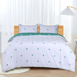 Ameha Print Duvet Cover 2 Piece Set Green & White Dotted Pattern Anti Allergic Microfiber Single (135X200Cm) - thumbnail 3