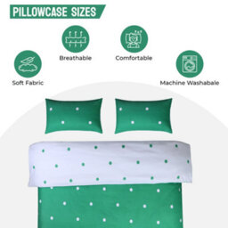 Ameha Print Duvet Cover 2 Piece Set Green & White Dotted Pattern Anti Allergic Microfiber Single (135X200Cm) - thumbnail 5