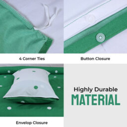 Ameha Print Duvet Cover 2 Piece Set Green & White Dotted Pattern Anti Allergic Microfiber Single (135X200Cm) - thumbnail 4