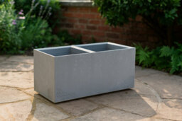 Lamela™ Karo Black Concrete Trough Planter, Stone Effect Rectangular Resin Pot With Coaster Wheels L80 W40 H40Cm - thumbnail 4