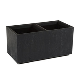Lamela™ Karo Black Concrete Trough Planter, Stone Effect Rectangular Resin Pot With Coaster Wheels L80 W40 H40Cm