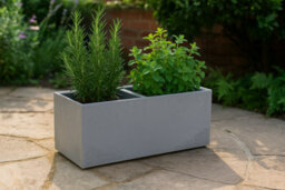 Lamela™ Karo Black Concrete Trough Planter, Stone Effect Rectangular Resin Pot With Coaster Wheels L80 W40 H40Cm - thumbnail 3