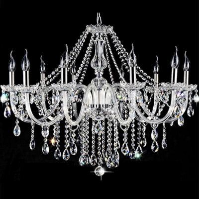 Wdw Genuie K9 Crystal Chandelier, Clear Chrome Finish, Contemporary Ceiling Light,  86Cm 10 Arms - image 1