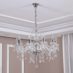Wdw Genuie K9 Crystal Chandelier, Clear Chrome Finish, Contemporary Ceiling Light,  86Cm 10 Arms - thumbnail 3