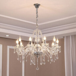 Wdw Genuie K9 Crystal Chandelier, Clear Chrome Finish, Contemporary Ceiling Light,  86Cm 10 Arms - thumbnail 2
