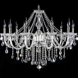 Wdw Genuie K9 Crystal Chandelier, Clear Chrome Finish, Contemporary Ceiling Light,  86Cm 10 Arms