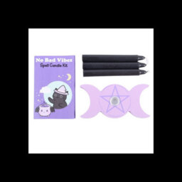 No Bad Vibes Spell Candle Kit 12 Black Candles, Spell & Wooden Holder - thumbnail 3