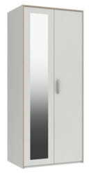 Hazlemere 2 Door Robe With Mirror - White With Oak Edging On Express Delivery And Ready Assembled - thumbnail 1