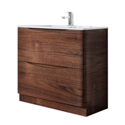 Plum&clay Eden Redwood Floorstanding Vanity Unit With White Glass Basin (W)900mm