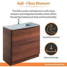 Plum&clay Eden Redwood Floorstanding Vanity Unit With White Glass Basin (W)900mm - thumbnail 6