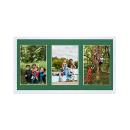 AK Frames 40X20Cm White Sleek Multi Photo Frame With Emerald Mount - Holds 3 Apertures (3X) 6X4 Photos - thumbnail 1